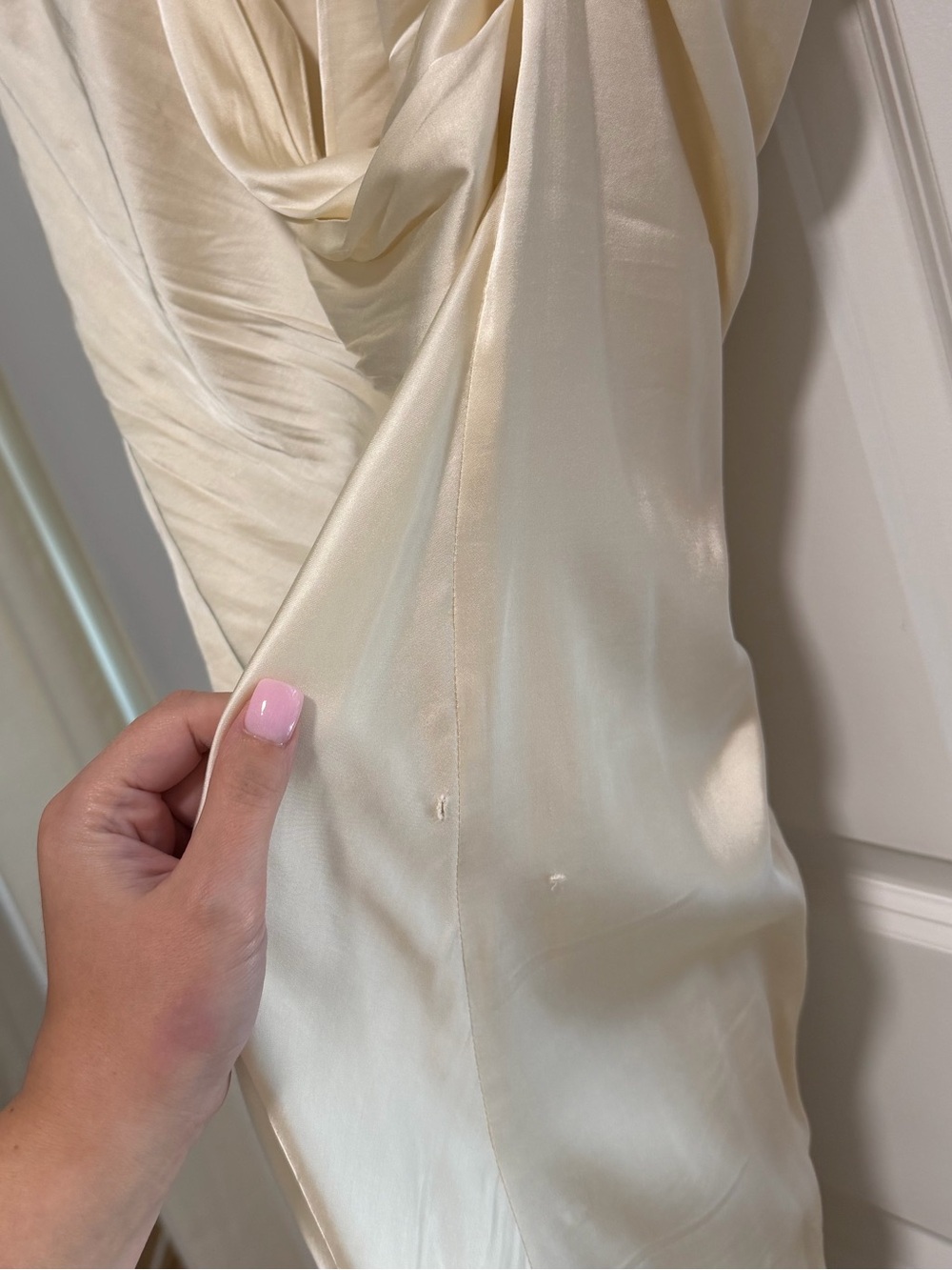 LPA Strapless Cream Satin Midi Dress - Picture 5 of 6